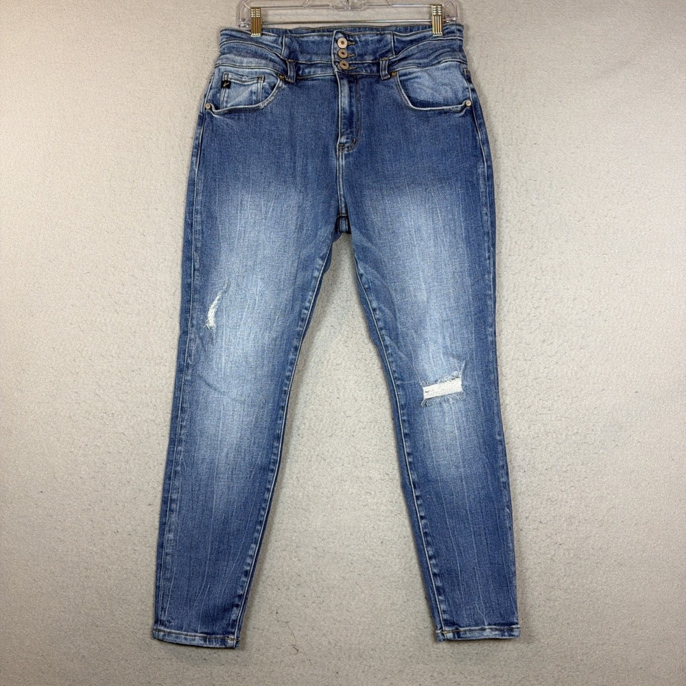 KanCan High Rise Ankle Skinny Cropped Distressed Jeans Size 30 Women